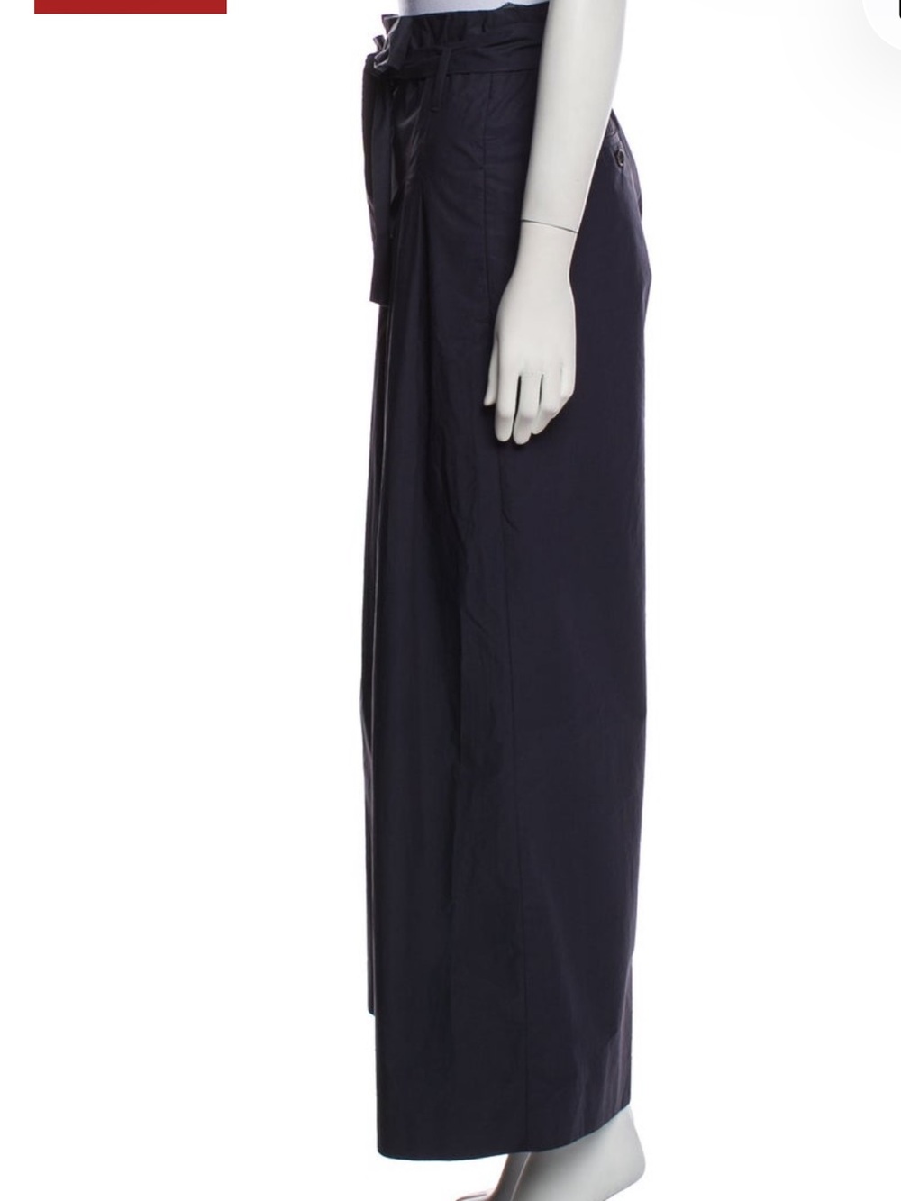 MaxMara Dark Navy High-Rise Wide Leg Pants with Tie Belt - Picture 2 of 3